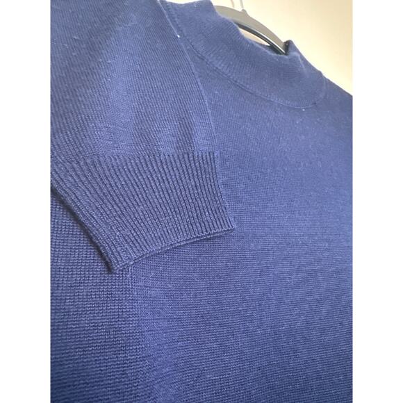 Linea Uomo Men's M Blue Wool Blend Mock Turtle Neck Long Sleeve Sweater Pullover - Picture 4 of 4